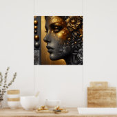  vrouw in goud etherisch poster (Keuken)