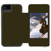 Vrouw in het Poster Groene Skiing Incipio iPhone Portemonnee Hoesje (Agenda Open)