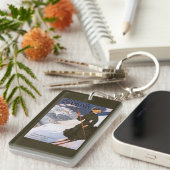 Vrouw in het Poster Groene Skiing Sleutelhanger (Voorkant Rechts)