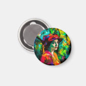 Vrouw in het Rode Pet Magneet (Voorkant / Achterkant)