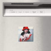 Vrouw in het Rode Pet Magneet (Insitu (Vaatwasser))