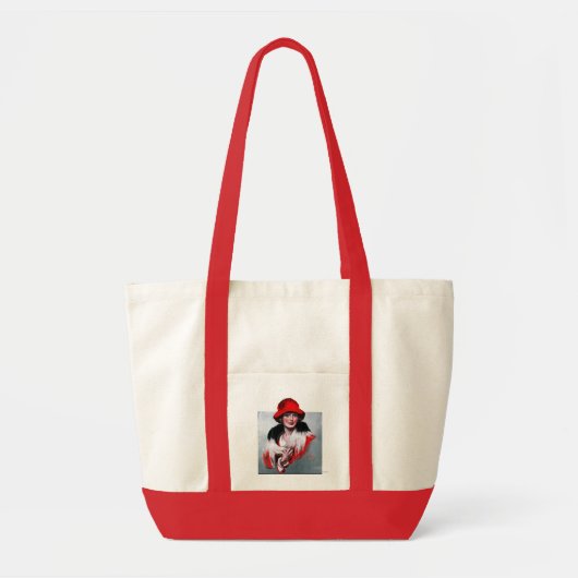 Vrouw in het Rode Pet Tote Bag (Voorkant)