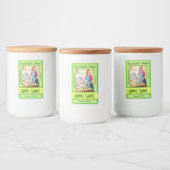 Vrouw in keuken bakken  aangepaste tekst voedsel voedselcontainer etiket (Flessen)