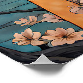 Vrouw in Kimono Cherry Blossom Moonlit Night Poster (Hoek)