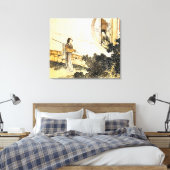 vrouw in kimono tijdens het raam canvas afdruk (Insitu (Slaapkamer))