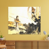 vrouw in kimono tijdens het raam canvas afdruk (Insitu (Woonkamer))