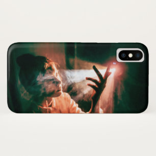 Vrouw in licht en rook iPhone x hoesje