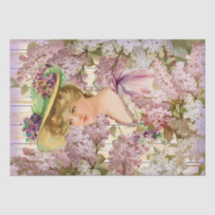 vrouw in Lilacs-ontkoppeling Tissuepapier