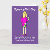 Vrouw in lockdown drinkt wijn Moederdag Kaart (Gele Bloem)