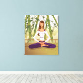 Vrouw in lotuspositie, meditatie canvas afdruk (Insitu (Houten vloer))