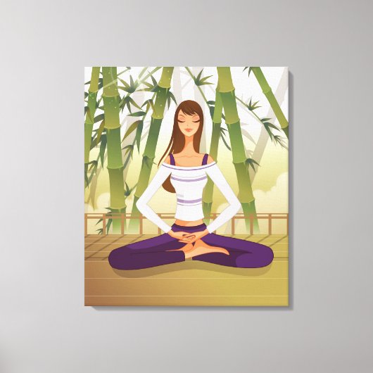 Vrouw in lotuspositie, meditatie canvas afdruk (Voorkant)