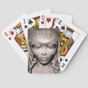 Vrouw in maskerade pokerkaarten