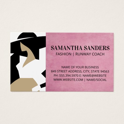 Vrouw in Mode Posing Visitekaartje (Voorkant)