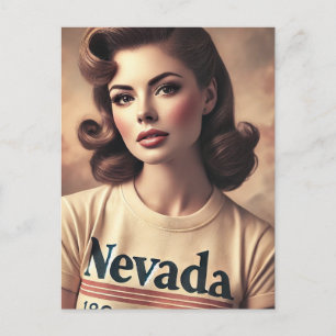  vrouw in Nevada T-shirt Briefkaart