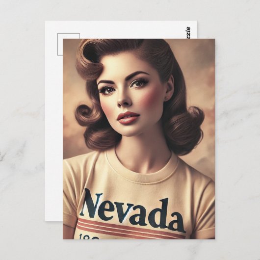 vrouw in Nevada T-shirt Briefkaart (Voorkant / Achterkant)