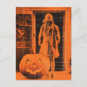 Vrouw in Oranje Halloween Briefkaart (Voorkant)