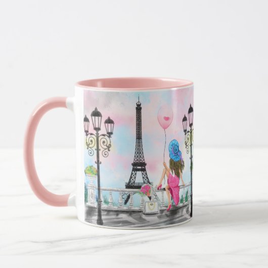 Vrouw in Paris Eiffeltoren Mok (Links)