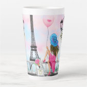 Vrouw in Paris Latte Mok Eiffeltoren cadeau (Voorkant)
