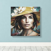 Vrouw in Pet Canvas Afdruk (Insitu (Houten vloer))