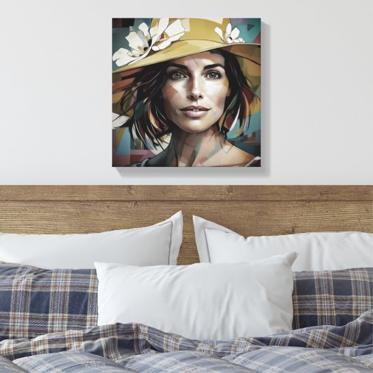Vrouw in Pet Canvas Afdruk (Insitu (Slaapkamer))