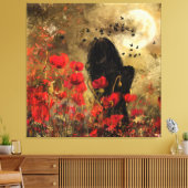 Vrouw in Poppies Canvas Print (Insitu (Woonkamer))