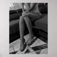 Vrouw in poster met hoge hakken