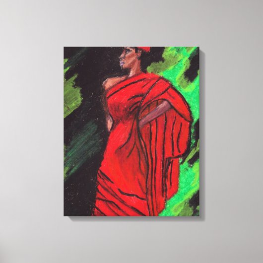 VROUW IN RODE canvas Afdruk (Voorkant)