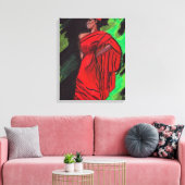 VROUW IN RODE canvas Afdruk (Insitu (Woonkamer))