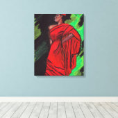 VROUW IN RODE canvas Afdruk (Insitu (Houten vloer))