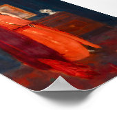 Vrouw in Rode Jurk  Portretkunst Poster (Hoek)