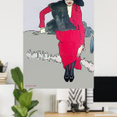  vrouw in rood, voeg tekst toe poster (Thuiskantoor)