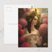 Vrouw in Roze Bloemen Briefkaart (Voorkant / Achterkant)