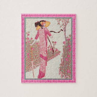 Vrouw in Roze puzzle Legpuzzel