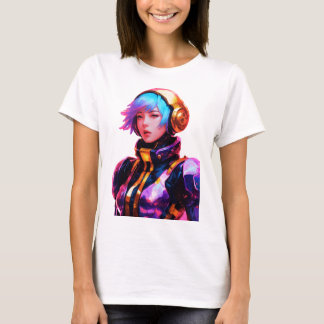 Vrouw in SpaceSuit Anime Style T-shirt
