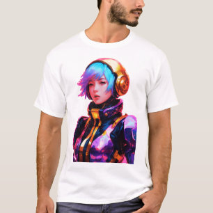 Vrouw in SpaceSuit Anime Style T-shirt