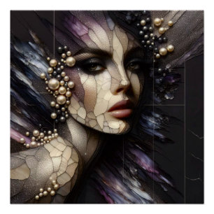 Vrouw in stijl - Glas in lood kunstwerk Perfect Poster