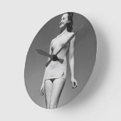 Vrouw in Swimsuit Ronde Klok (Hoek)