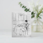  vrouw in Tea Briefkaart (Staand voorkant)