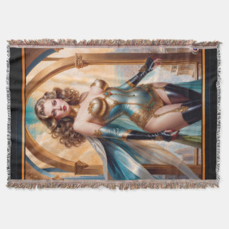 Vrouw in weelderige gouden turquoise kleding van X Deken