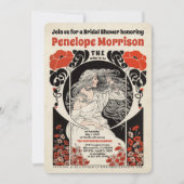 Vrouw in witte jurk en rode bloemen Vrijgezellenfe Kaart (Voorkant)