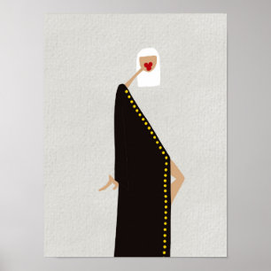 Vrouw in Zwarte Glam Modekunst Poster