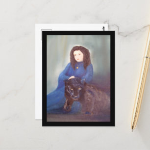 Vrouw in Zwarte Panter Ansichtkaart Briefkaart