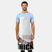 Vrouw in zwarte stripe Dress Good Thick Schort (Gedragen)