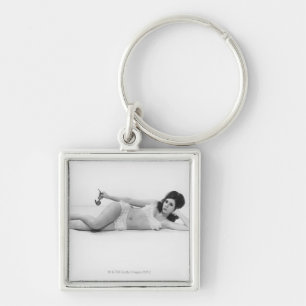 Vrouw in zwemkleding sleutelhanger