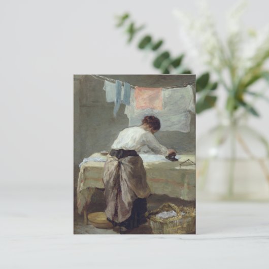 Vrouw Ironing Briefkaart (Staand voorkant)