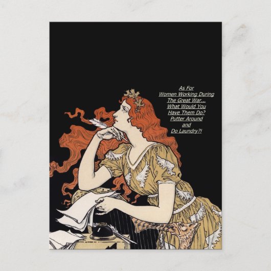 Vrouw Journalist op haar bureau Briefkaart (Voorkant)