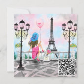 Vrouw Kaart in Parijs Uw QR-code wenst (Achterkant)