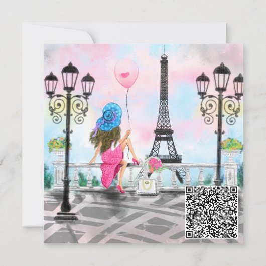 Vrouw Kaart in Parijs Uw QR-code wenst (Achterkant)