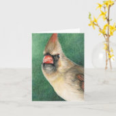 Vrouw Kardinaal Art Note Kaart (Gele Bloem)