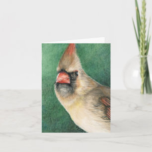Vrouw Kardinaal Art Note Kaart